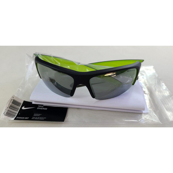 Nike Diverge Men's Sunglasses Matte Black Volt EV0325 Sport Wrap New w Tag Paper - Picture 7 of 12